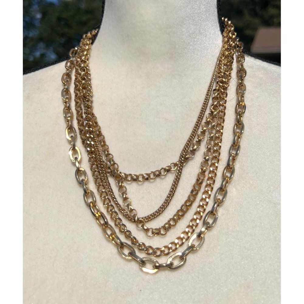 Vintage Gold-tone Multi-Strand Necklace  -- 22"